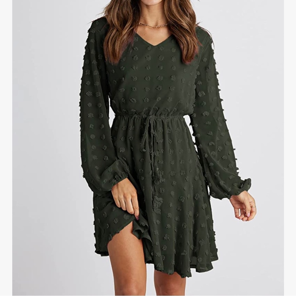 👗 Long Sleeve Swiss Dot Dress